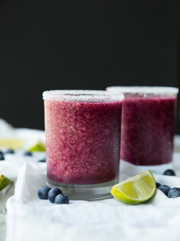 Fresh Blueberry Ginger Blended Margaritas - sweet, spicy, fruity, and perfect for summer!