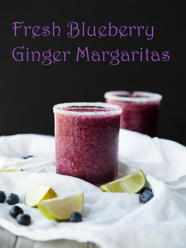 Fresh Blueberry Ginger Blended Margaritas - sweet, spicy, fruity, and perfect for summer!