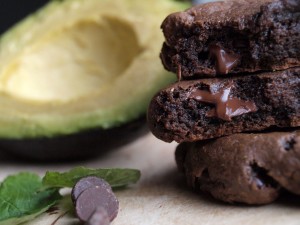 Triple dark chocolate avocado mint cookies