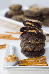 Dark Chocolate Peanut Butter Cup Pretzel Cookies | Veggie and the Beast