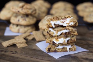 Marshmallow-Stuffed S'mores Cookies | Veggie and the Beast