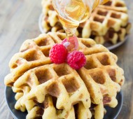 Crispy Whole Grain Honey Cornbread Waffles | veggieandthebeastfeast.com