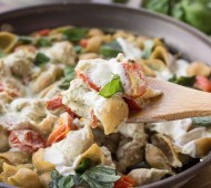 Creamy Cauliflower Pesto Shells with Burrata | veggieandthebeastfeast.com