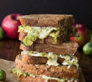 Brussels Sprout, Apple and Brie Grilled Cheese with Whipped Goat Cheese - The BEST grilled cheese ever!