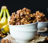 Caramelized Banana Nut Granola - big clusters of oats, caramelized banana, maple syrup, and nuts!